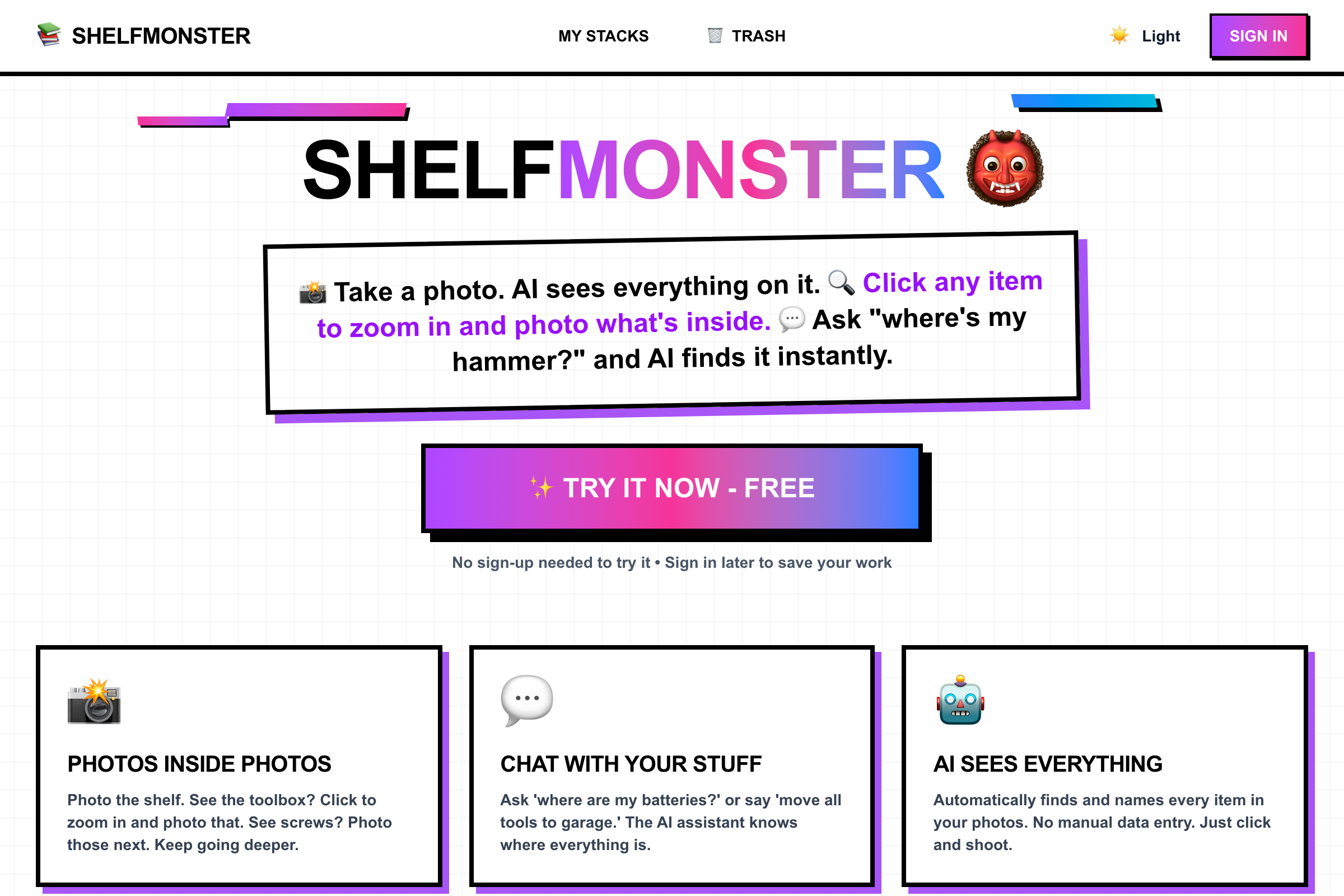 shelfMonster.com interface